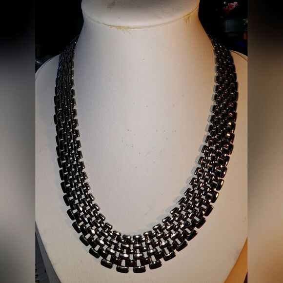 Stunning Elegant Estate Vintage Silvertone Necklace 17" Excellent Condition - Picture 1 of 8